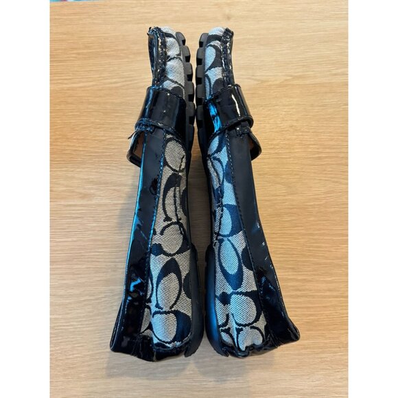 Coach Black & White Signature Canvas & Patent Leather Loafers Pauleen 7 B A0236 - Picture 5 of 11